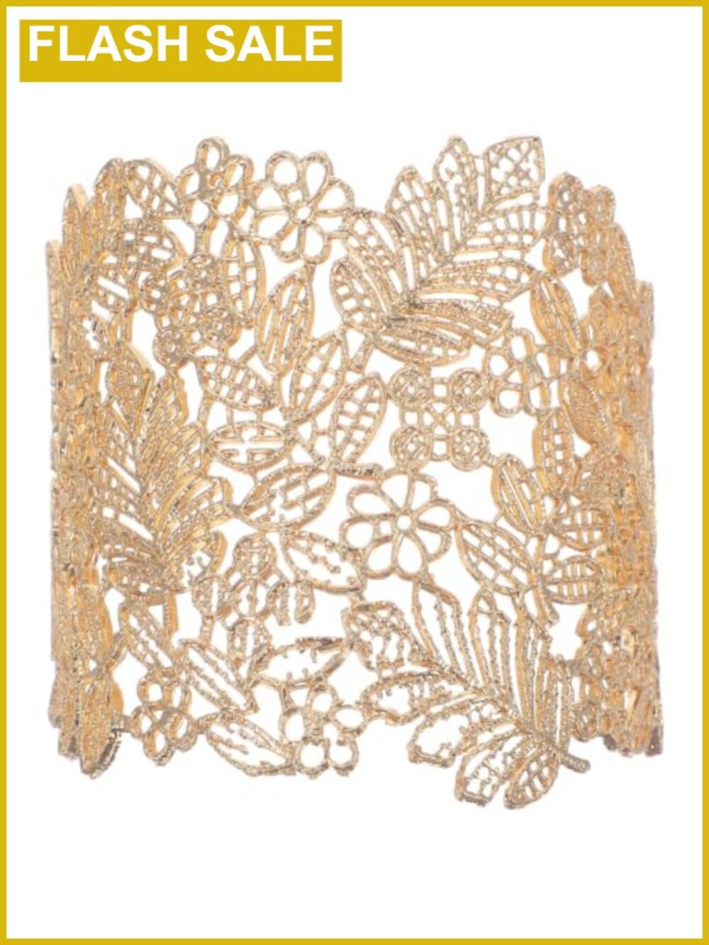 Vintage Leaf Flower Filigree Cuff Bracelet Open Lace Metal Bangle
